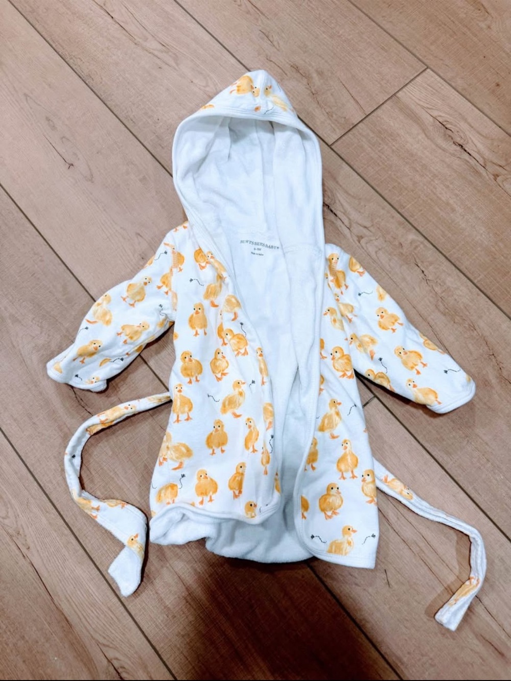 Burts Bees Baby Hooded Kids Robe with Yellow Duck Print 0-3 Months